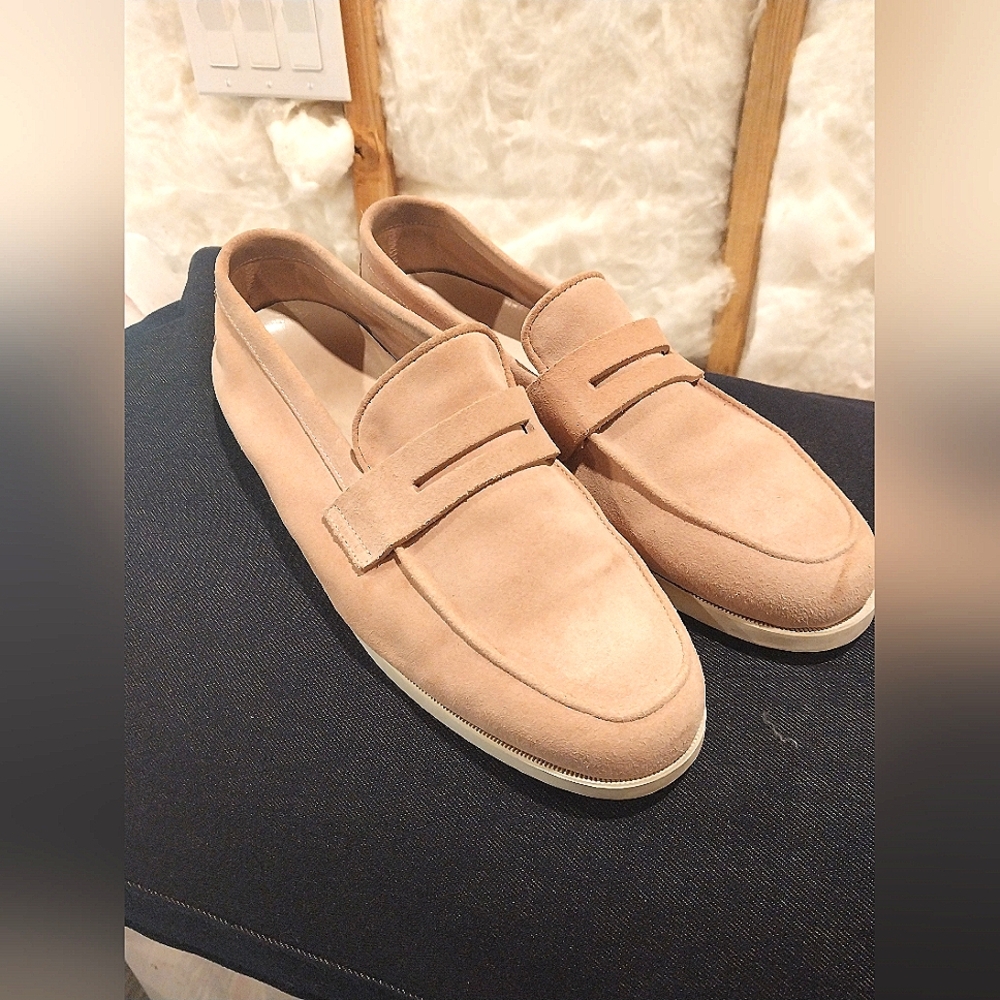 Pink Suede Loafers